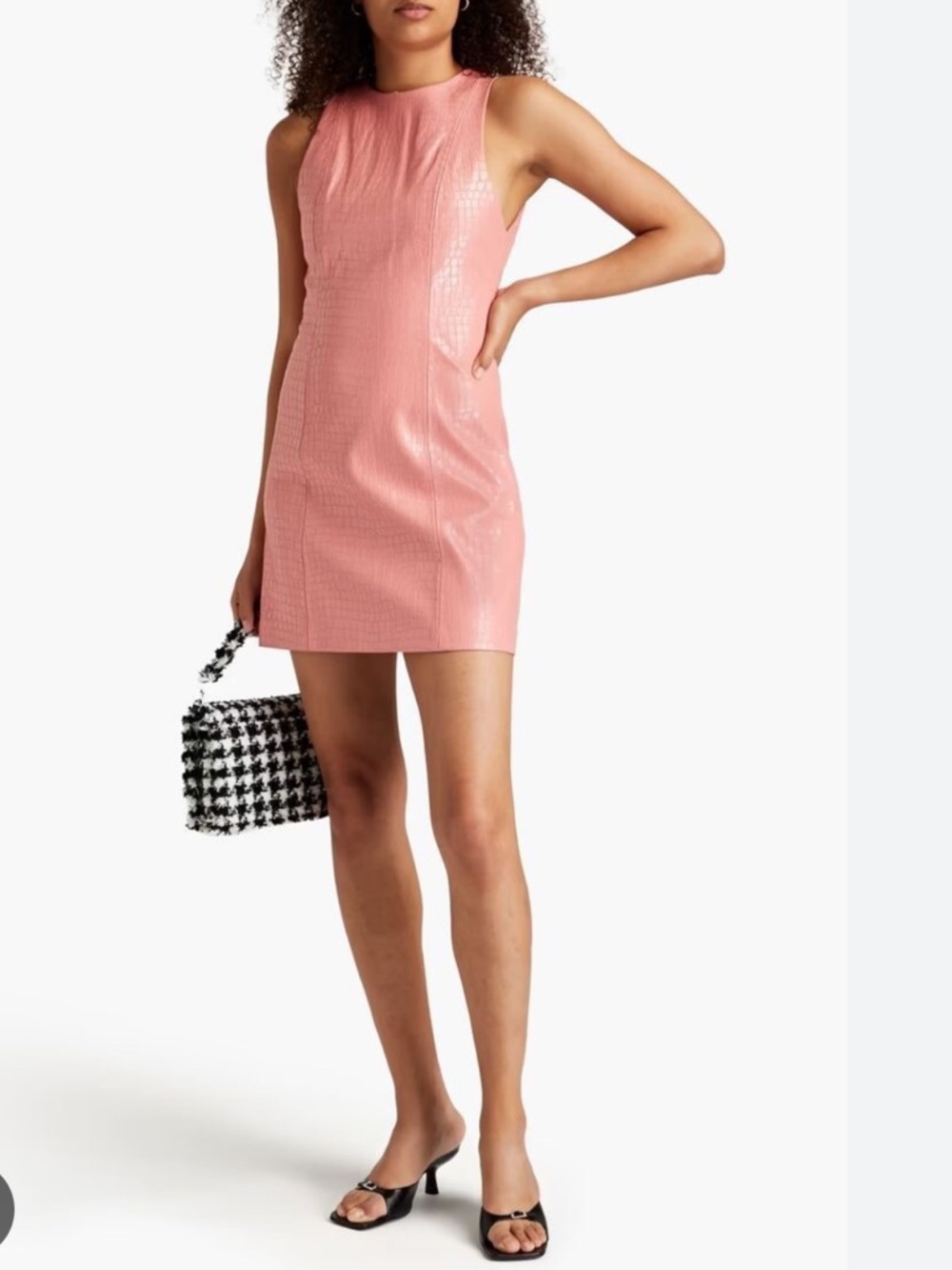 Alice + Olivia Coral Pink Faux Croc Mini Skirt